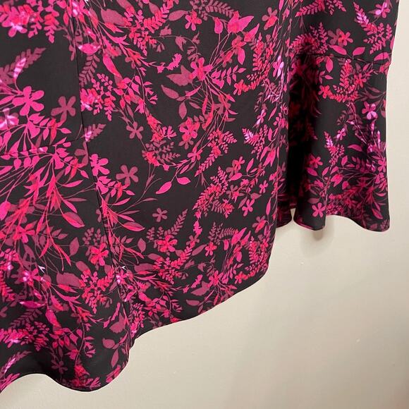 Westport 1962 Size 6 Midi Dress Fitted Black Floral Flutter Short Sleeve 90s - Picture 6 of 10